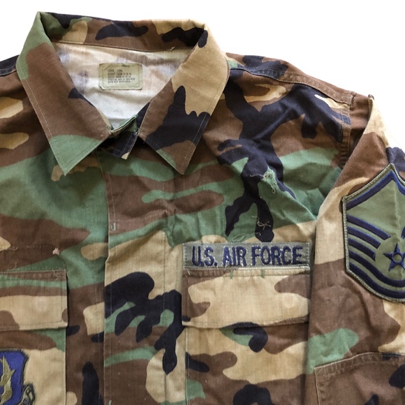 United States Military US Army Air Force Military fatigues Camo Button Up  Large - Picture 4 of 10